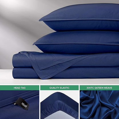 Pure Bamboo Twin Sheets, Genuine 100% Organic Viscose Derived from Bamboo Bed Sheet Set, Luxuriously Soft & Cooling, Double Stitching, 2 Year Quality Promise (Twin, Cobalt Blue)