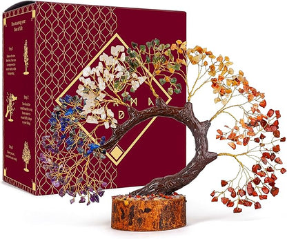 7 Chakra Crystal Tree of Life for Home, Office Desk Decor, Handmade Bonsai Trees for Positive Energy, Money, Good Luck Birthday Gifts for Women, Mom