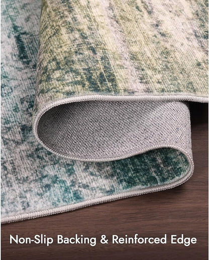 Kokia Abstract Area Rug Living Room 5x7 Colorful Washable Large Rug Bedroom Living Room Under Dining Table Soft Non Slip Stain Resistant Blue Carpet Room Decor, Oslo Teal