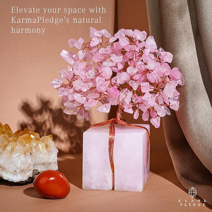 Rose Quartz Trees Gifts for Women, Mom, Sister, Unique Gifts for Her Birthday, Anniversary, 7 Chakra Healing Crystal and Stones for Positivity, Money, Good Luck, Tree of Life Home and Office Decor