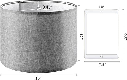 Set of 2 Large Drum Lamp Shades Modern Lamp Shade 16" Top x 16" Bottom x 12" High (Spider) Gray Lampshade for Floor Lamps Table Lamps - Lampshades Replacement By GO&SO