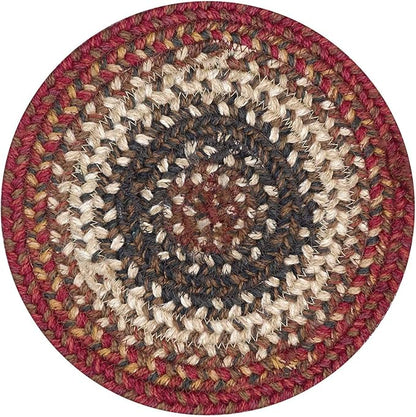 Homespice Chester Jute Braided Kitchen Trivets for Hot Dishes, Warm Cabin and Lodge Decor, Set of 6, Red 8" Round Heat Resistant Mat - Rich Colors, Easy to Clean, Durable and Protects Furniture