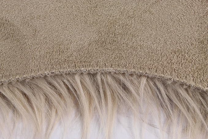 Nouvelle Legende Faux Fur Sheepskin Rug Quattro, Soft, Plush, Premium High-Pile Accent Rug for Bedrooms, Hallways & Living Spaces, Warm & Cozy, Faux Leather Backing, Easy Care, 43" x 73", Brown