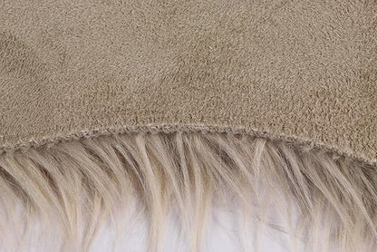 Nouvelle Legende Faux Fur Sheepskin Rug Quattro, Soft, Plush, Premium High-Pile Accent Rug for Bedrooms, Hallways & Living Spaces, Warm & Cozy, Faux Leather Backing, Easy Care, 43" x 73", Brown