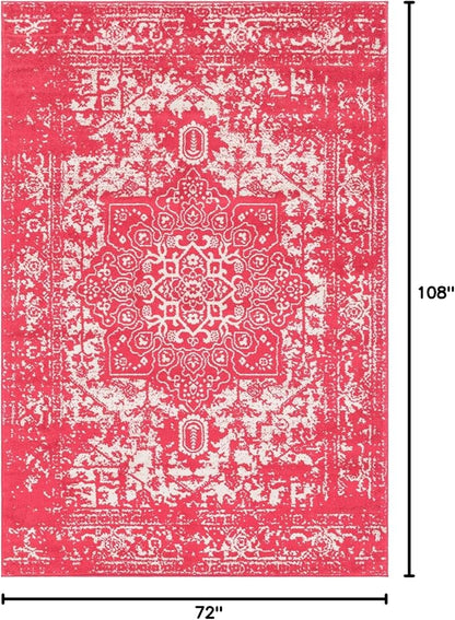 Rugs.com Arlington Collection Rug – 6' x 9' Pink Medium-Pile Rug Perfect for Living Rooms, Large Dining Rooms, Open Floorplans