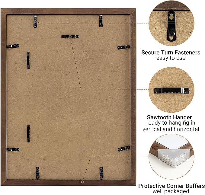 Heimlove 12x16 Picture Frame,12 x 16 Natural Solid Walnut Wood Frame Matted to 8.5x11 with Tempered Glass,12"x16" Handcrafted wood Poster Frame,Vertical or Horizontal Wall Hanging Display,1 Pack