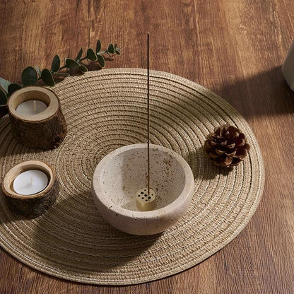 Incense Holder for Sticks and Cones - Handcrafted Limestone Incense Burner and Ash Catcher, Modern Stone Holder for Aromatherapy, Meditation, and Japanese Incense