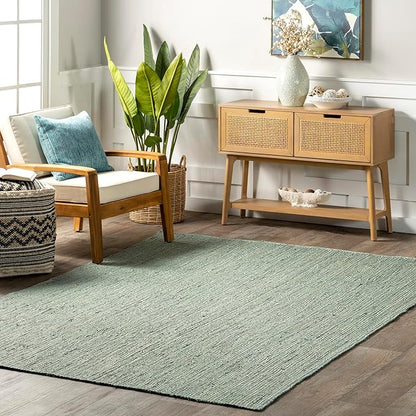 Nuloom Rigo Green, 8'6" x 11'6", Handmade, Jute, Soft and Textured, High Traffic, Stain Resistant, Easy Clean, Durable Area Rug for Bedroom, Living Room, Dining Space, Den, Foyer, Entryway
