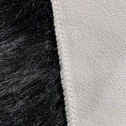 Faux Fur Rug Sheepskin Shag Fluffy Fuzzy Black 3x4 ft Rugs for Bedroom Bedside Bed Floor Living Room Plush Rectangle High-Density Cushion Carpet Super Sofa Cover