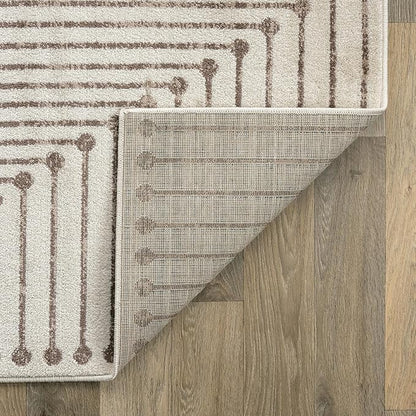 Rugshop Beige and Brown Geometric Area Rug – Soft Abstract Line Pattern Carpet for Living Room, Bedroom, or Office – Contemporary Neutral Decor Accent 2' 3" x 4' Beige