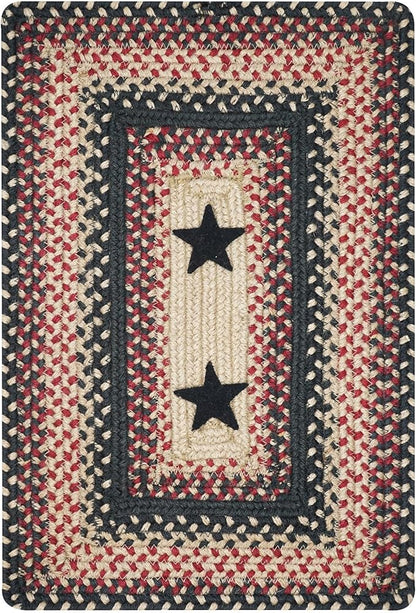 Homespice Primitive Star Gloucester Dining Placemats, Warm Primitive Decor, Set of 6, Black and Red - 13x19 Rectangle Table Mats - Vibrant Colors, Durable, Easy to Clean and Protects Furniture