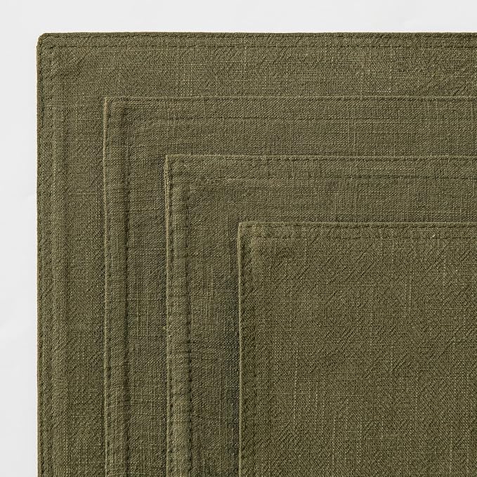 MIULEE Olive Green Linen Pillow Covers Pack of 4 Decorative Natural Solid Throw Pillow Covers Soft Accent Boho Farmhouse Couch Pillowcases Modern Spring Decors for Living Room Bed Sofa 18x18 Inch
