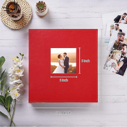 potricher Photo Album 4x6 1000 Photos Leather Cover Large Capacity Picture Albums with 1000 Horizontal and Vertical Pockets for Family Wedding Anniversary and Baby (Red)