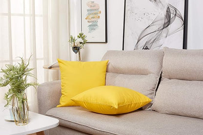 TangDepot Handmade Decorative Solid 100% Cotton Canvas Throw Pillow Covers/Pillow Shams, (24"x24", Yellow)