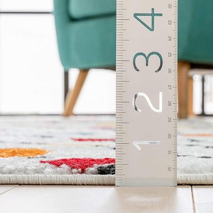 Well Woven Modern Rug Dandy Dots Stripes Ivory 3'3'' x 5' Accent Area Rug Entryway Bright Kids Room Kitchn Bedroom Carpet Bathroom Soft Durable Area Rug