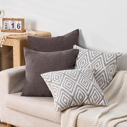 HPUK Decorative Throw Pillow Covers Set of 4 Couch Pillows Accent Cushion Cover for Couch Sofa Living Room, 20"x20" inches, Natural
