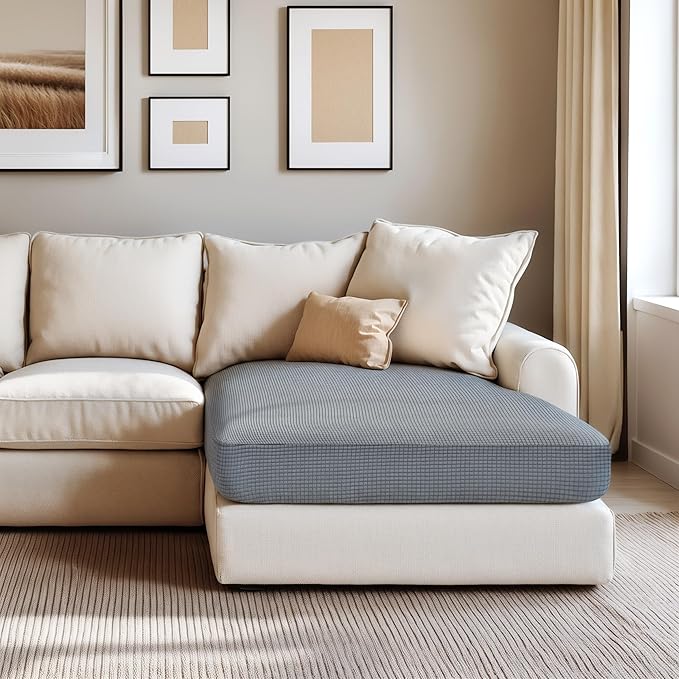 Hokway Stretch Chaise Cover Individual Couch Cushion Slipcovers Reversible Cushion Protector Slipcovers Sofa Cushion Protector Covers (Chaise Cover, Lightgrey)