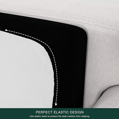 CHUN YI Stretch Couch Cushion Cover Suitable for 3 Settee, Sofa Seat Slipcover with Spandex Jacquard Fabric(Large,Black)