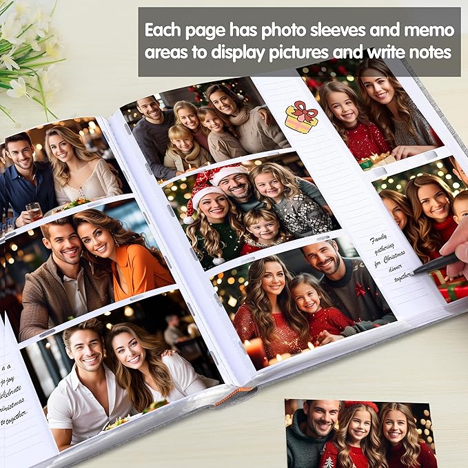 Photo Album 4x6 600 Photos with Writing Space,4 x 6 Photo Book Linen Cover with Front Window, 4x6 Picture Album, 600 Photos Photo Album Book for Wedding Kids Travel Family Baby Pictures (Grey)
