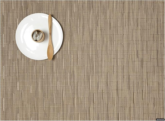 Chilewich Bamboo Placemats Set of 4 - Woven Rectangle Placemats - Reusable, Stain-Resistant, Indoor/Outdoor Tabletop Protection - 18.5" x 13.5" - Camel