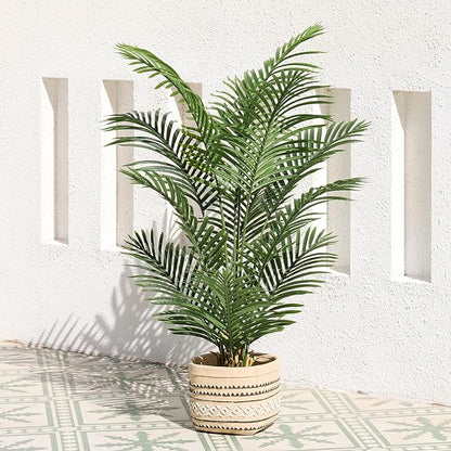Artificial Palm Tree 4FT Tall Palm Trees UV Resistant Fake Plant Large Potted Faux Tropical Areca Palm Floor Plants for Indoor Outdoor Home Living Room Porch Patio Decor 2 Pack, VN125