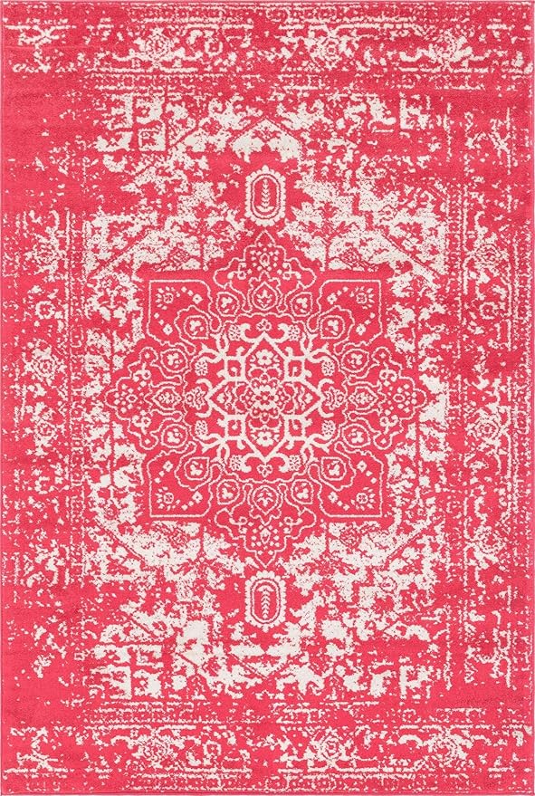Rugs.com Arlington Collection Rug – 6' x 9' Pink Medium-Pile Rug Perfect for Living Rooms, Large Dining Rooms, Open Floorplans