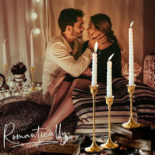 Candle Holder Gold Candlestick Holder Metal Taper Candle Holder Brass Gold Vintage Candle Stick Holders Set of 6 Table Centerpiece Decor for Dinning Party Wedding