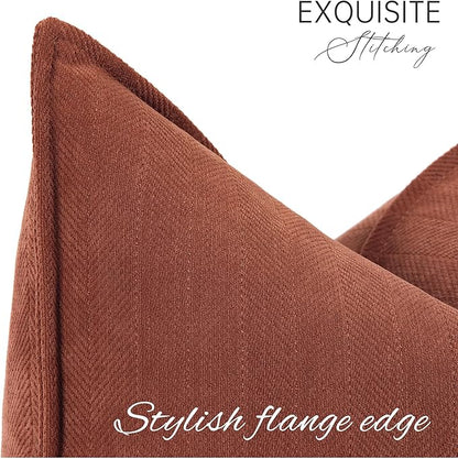 ZWJD Rust Throw Pillow Covers 24x24 Set of 2 Chenille Fall Pillow Covers with Elegant Design Soft and Luxurious Decorative Throw Pillows for Couch, Bed, and Home Decor