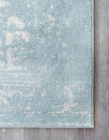 Rugs.com Arlington Collection Rug – 5 Ft Square Aqua Medium-Pile Rug Perfect for Living Rooms, Kitchens, Entryways