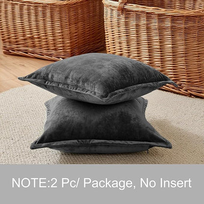 20x20 Throw Pillow Covers Set of 2 Velevt Square Cushion Cover Decorative Solid Pillowcases for Sofa Bed Chair Decor,Black