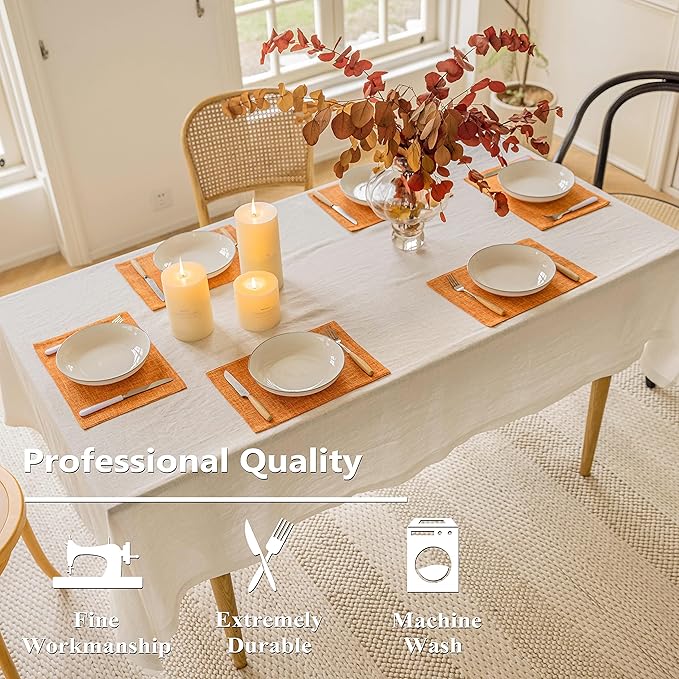 Home Brilliant Cloth Placemats Set of 8 Heat Resistant Dining Table Place Mats for Fall Kitchen Table Dinner Party Thanksgiving Decorations, 13 x 19 inches, Orange
