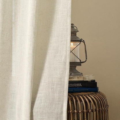Joydeco Linen Curtains 96 Inch Length 2 Panel Sets,Light Filtering Curtains for Bedroom 100 Inch Wide Living Room Drapes with Back Tabs & Rod Pockets (W100 x L96 Inch, Beige)