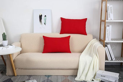 TangDepot Handmade Decorative Solid 100% Cotton Canvas Throw Pillow Covers/Pillow Shams, (12"x18", Red)