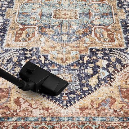 Keen Home Design 9x12 Rug - Machine Washable Area Rug with Non-Slip Backing, Ideal for Living Room, Dining Room, Bedroom - Vintage, Easy Clean, Durable, Low Pile Rug - (9' x 12')