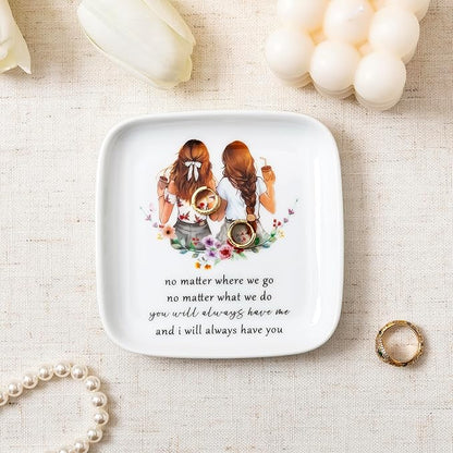 Crisky Best Friend Birthday Gifts for Women, No Matter Where We Go, No Matter What We Do, You Will Always Have Me, and I Will Always Have You, Going Away Long Distance Friendship Ring Dish