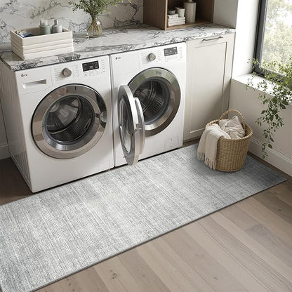 Valenrug Washable Rugs 2x5 - Stain Resistant 2x5 Area Rugs for Living Room, Non Slip Backing Large Area Rugs for Bedroom, Folable Machine Washable Area Rug (2'x5', Grey)