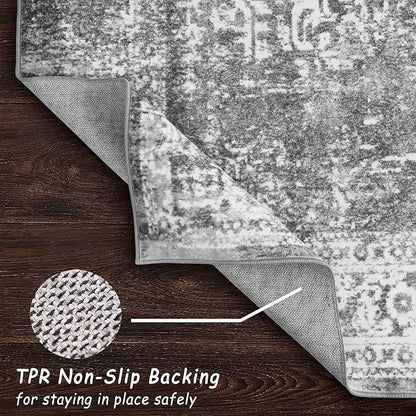 vivorug Runner Rug 2'x7' Vintage Washable Non-Slip Runners for Hallways Kitchen Entryway Laundry Room Carpet Hallway Runner Grey
