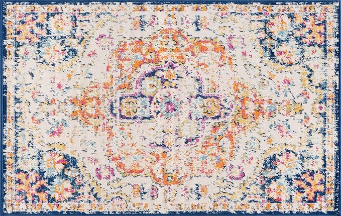 Rugshop Vintage Distressed Bohemian Area Rug for Living Room,Bedroom,Hallway Kitchen Entryway – Vibrant Multi-Color Tribal Design, 2'7" x 4'