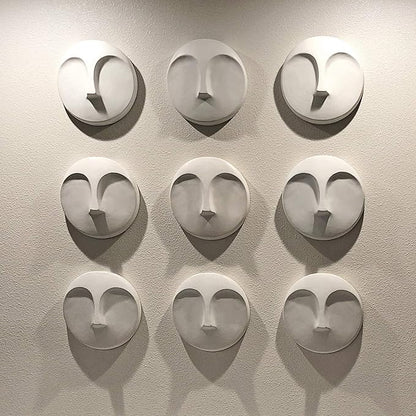 Howard Elliott Ceramic Round Decorative Face Hanging Wall Decor Sculpture, White Matte Glazed Finish Wall Vase Decor for Living Room, Bedroom, Hallway & Entryway, 10 x 10 Inch