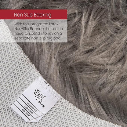 Silky Soft Faux Fur Rug, Sheepskin Area Rug, Shaggy Rug for Living Room, Bedroom, Kid's Room, or Nursery, Home Décor Accent, Machine Washable with Non-Slip Backing (Gray, Rectangle (5'x8'))