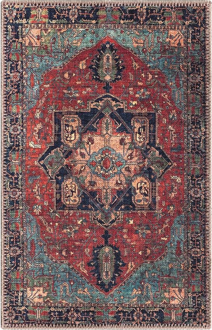 Keen Home Design 2x3 Rug - Machine Washable Entry Rug with Non-Slip Backing, Ideal for Enteryway, Kitchen, Bathroom, Laundry Room - Vintage, Easy Clean, Durable, Low Pile Rug - (2' x 3')