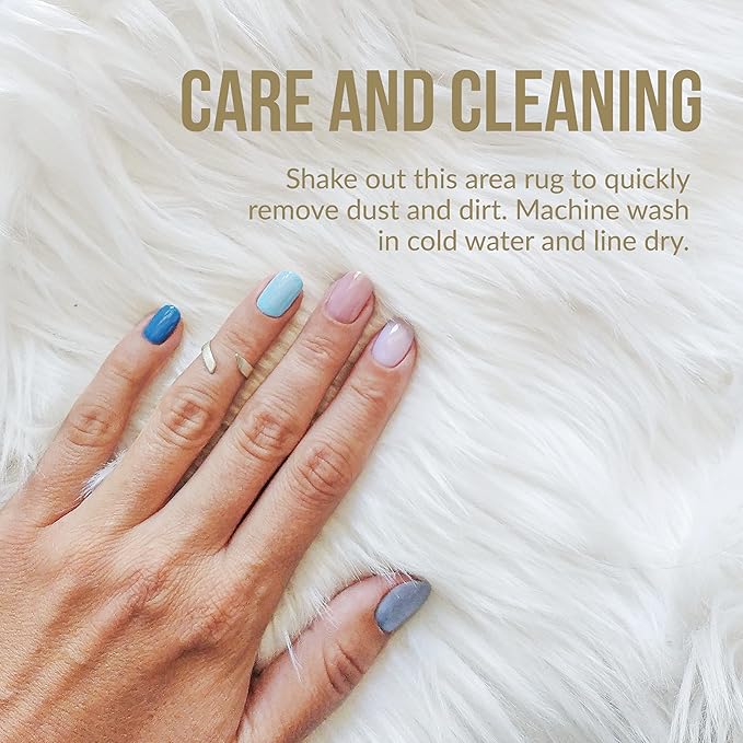Luxe Gordon Faux Fur Rug with Soft and Fluffy Pile | Machine Washable Living Room Rug with Anti-Slip Backing | Cruelty-Free Area Rugs for Office or Bedroom, Black, 5 ft x 6 ft