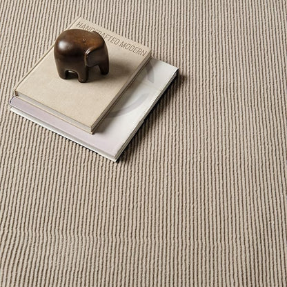 Revival Rugs Stripe 3'11"x6'1" Machine Washable Area Rug for Kitchen Bedroom - 100% Recycled Oeko-TEX Certified, Medium Pile, Taupe