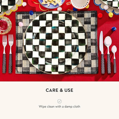 MACKENZIE-CHILDS Set of 4 Sinamay Placemats, Durable Woven Table Mats, Black