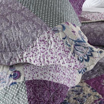 HoneiLife Quilt Set Twin Size - 2 Piece Microfiber Quilts Reversible Bedspreads Patchwork Coverlets Floral Bedding Set All Season Quilts, Late Spring