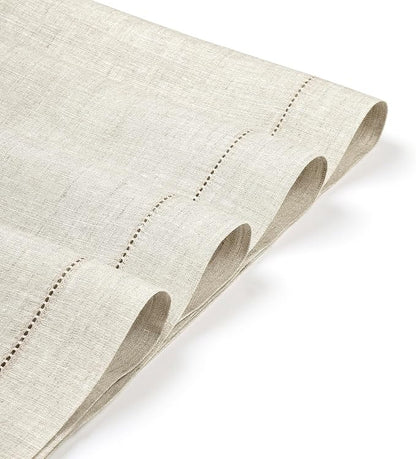 D'Moksha Homes Light Natural Linen Cloth Placemats Set of 4-100% Pure Linen Hemstitch Placemats 14 x 19 Inch - Classic Hemstitch Table Place Mats for Valentines - Handcrafted, Machine Washable
