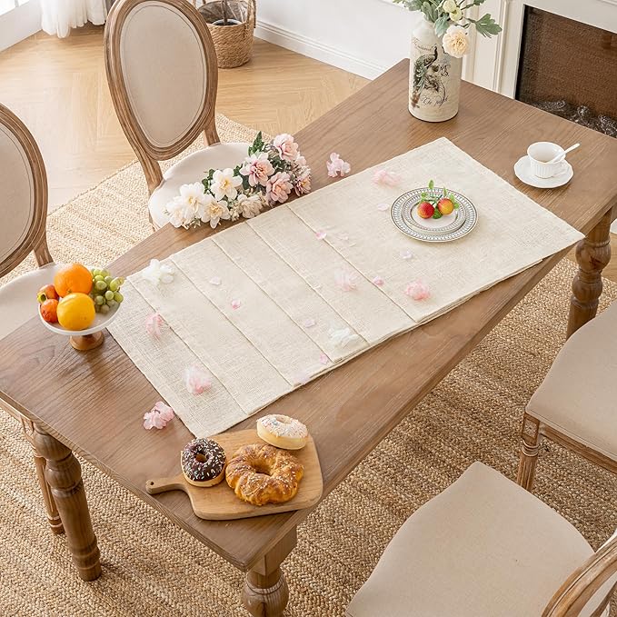 Shatex Jute Placemats Set of 6,14x19Inch Rustic Placemat for Kitchen Dining Table Wedding Party Ceremony，Off-White
