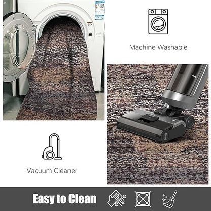 RUGSURE Washable Area Rug - 1/6 Thick - Stain & Water Resistant Non-Slip - Resistant Rug for Living Room, Bedroom, Nursery, Pet & Child Friendly, Vintage Charm Area Rugs (Rust, 6' x 9')