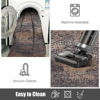 RUGSURE Washable Area Rug - 1/6 Thick - Stain & Water Resistant Non-Slip - Resistant Rug for Living Room, Bedroom, Nursery, Pet & Child Friendly, Vintage Charm Area Rugs (Rust, 4' x 6')