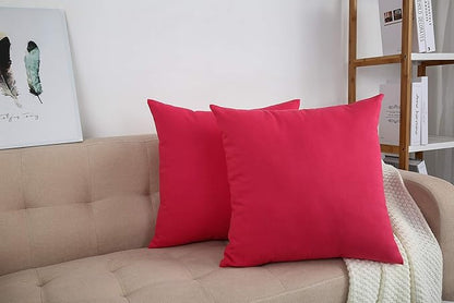 TangDepot Handmade Decorative Solid 100% Cotton Canvas Throw Pillow Covers/Pillow Shams, (20"x20", Watermelon Red)